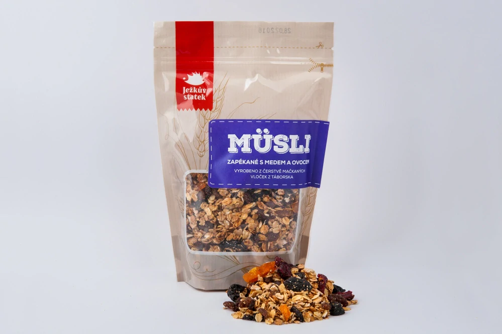 Zapékané müsli s ovocem a medem 300g